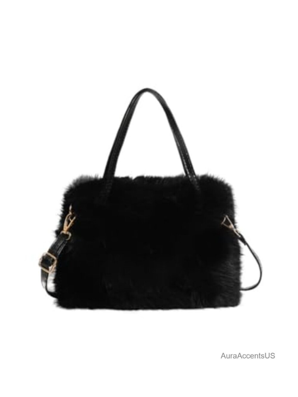 Faux Fox Fur Tote Bag Mini Furry Top Handle Plush Shoulder Crossbody Handbag